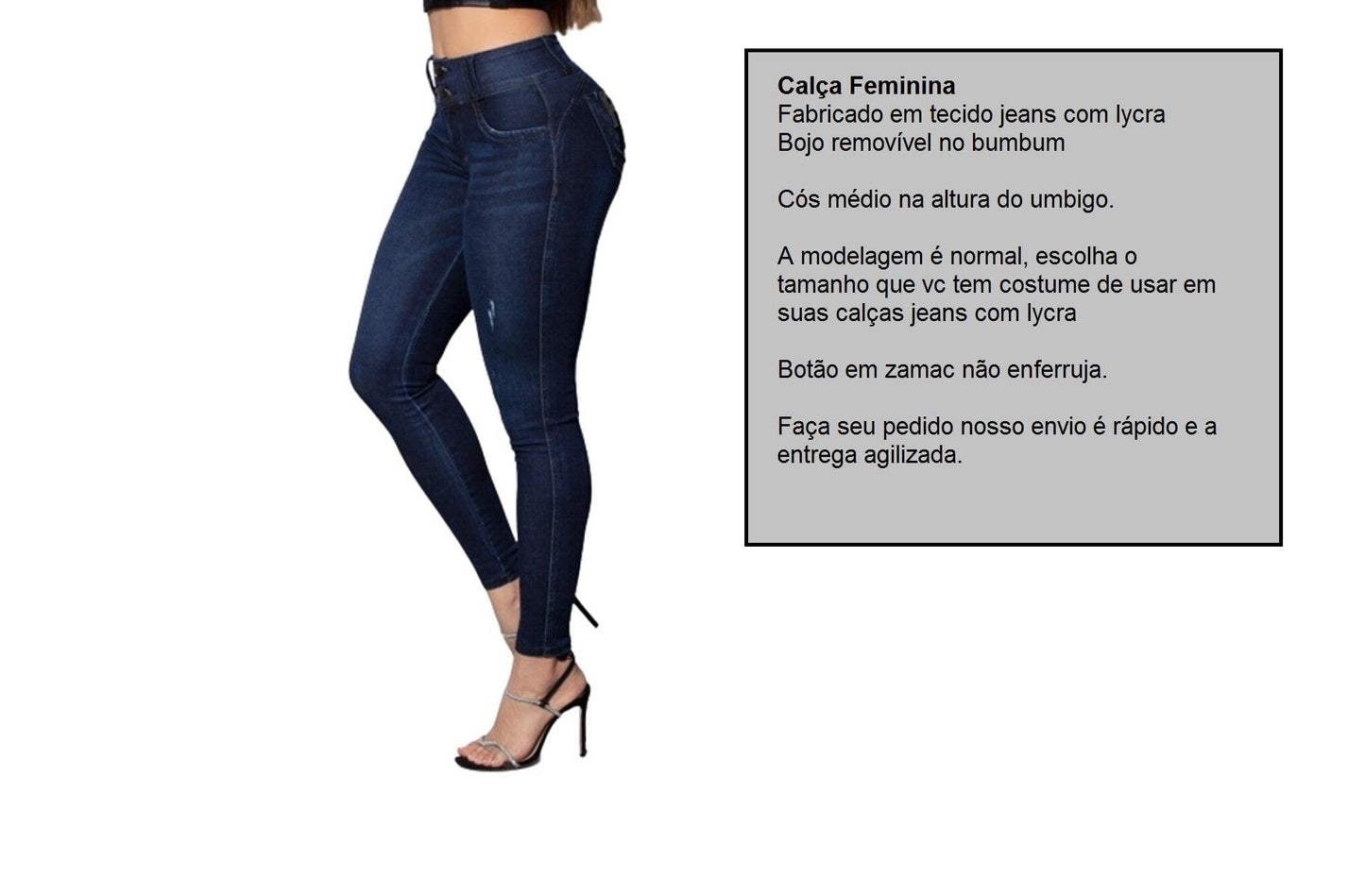 Calça Feminina Jeans lycra Bojo Removível BumBum Original - grupobolder