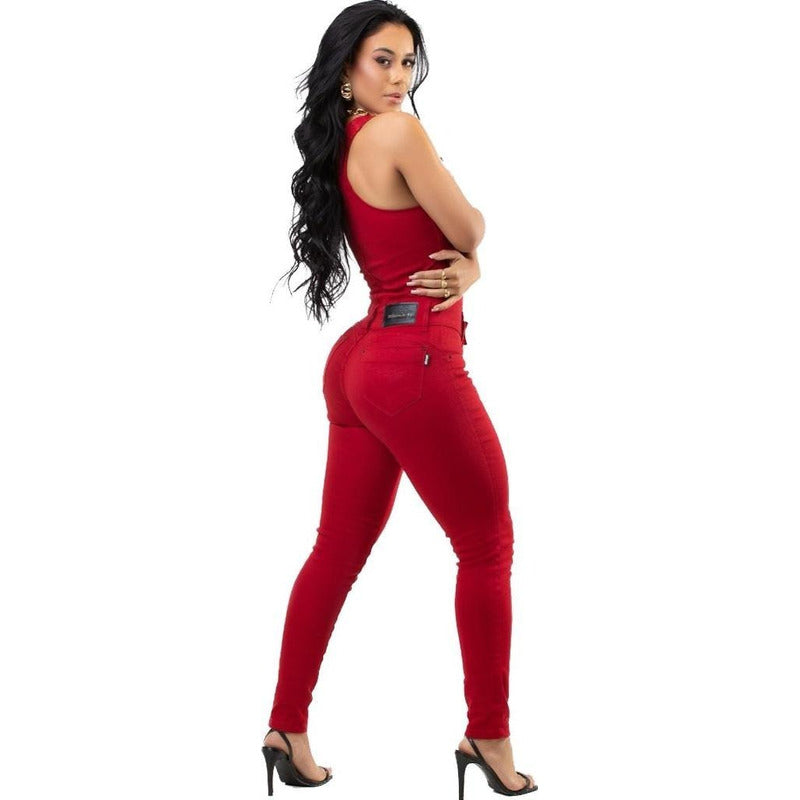 Macacão Longo Jeans Lycra Bojo Bumbum Set For Original - grupobolder