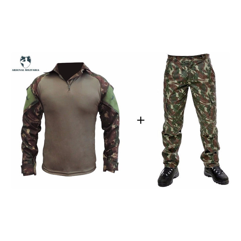 Farda Camuflada E Lisa Tática Combat Shirt Reforçada Militar - grupobolder