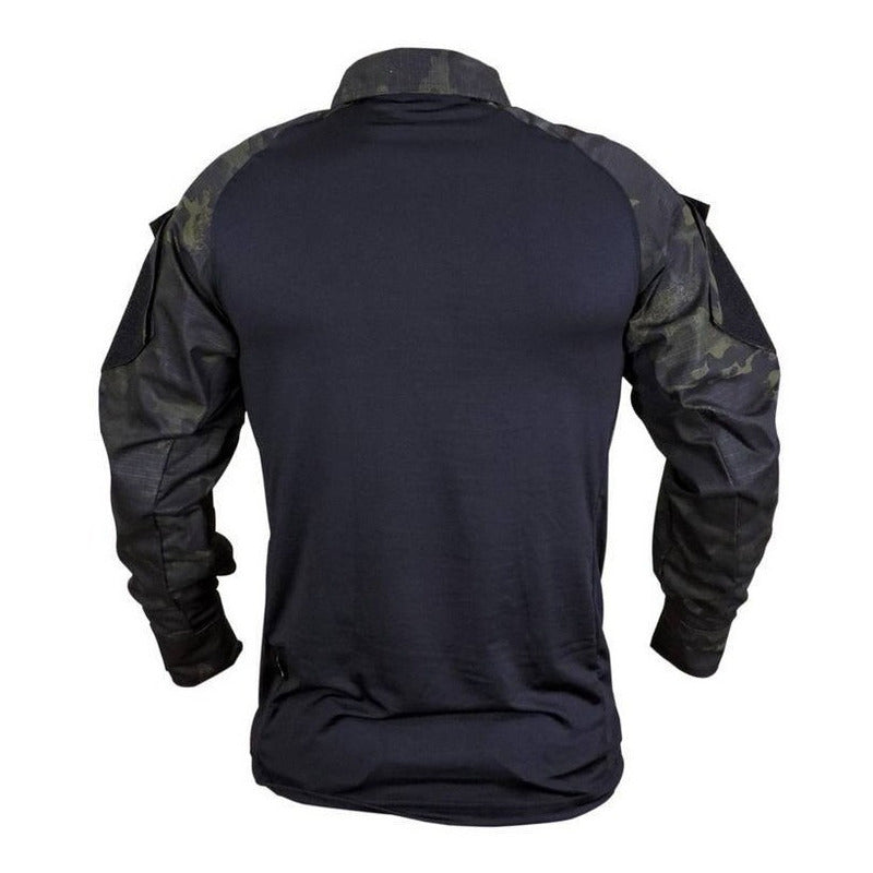 Camisa Combat T-shirt Choque Black Camuflada Militar Airsoft - grupobolder