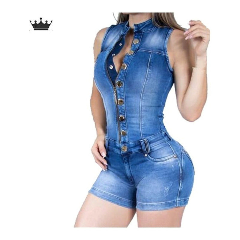 Macaquinho Jardineira Jeans Lycra Bojo Bumbum Original - grupobolder