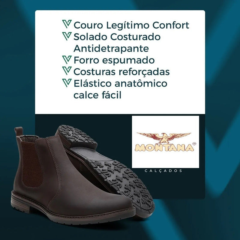 Botina Couro Solado Antiderrapante Reforçada Bota Masculina - grupobolder