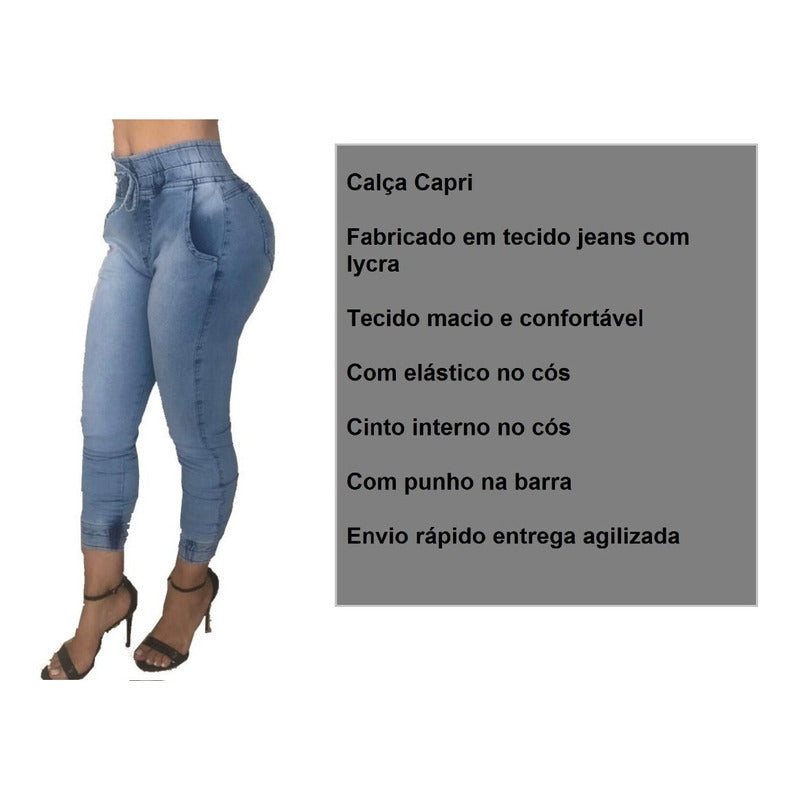 Calça capri 2024 feminina tecido