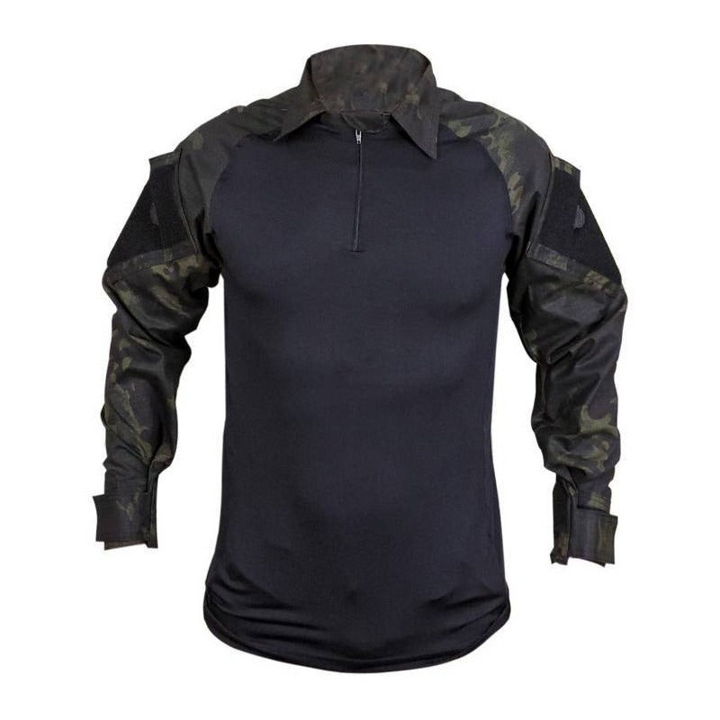 Camisa Combat T-shirt Choque Black Camuflada Militar Airsoft - grupobolder