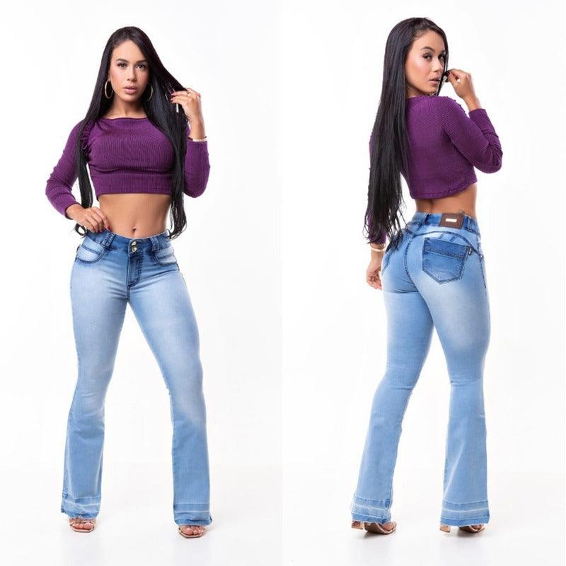 Calça Feminina Flare Jeans C/lycra Bojo Removível - grupobolder